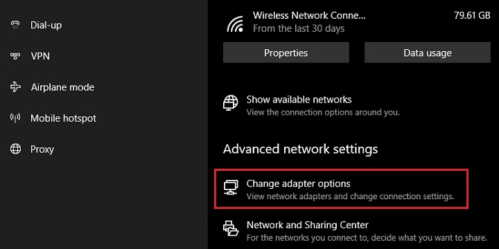 Change adapter options