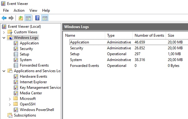 Windows Event Viewer