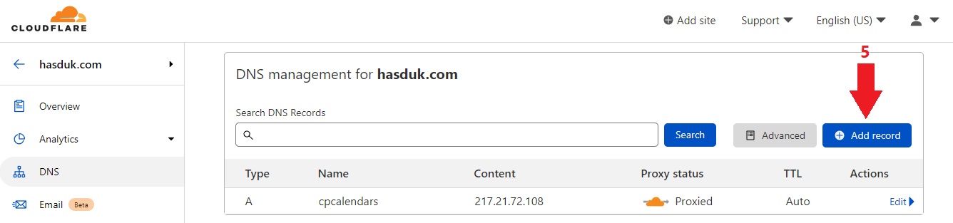 Add Record Cloudflare
