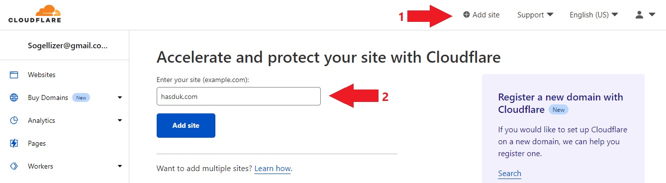 Add Site Cloudflare