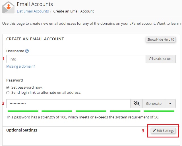 Create Webmail Account