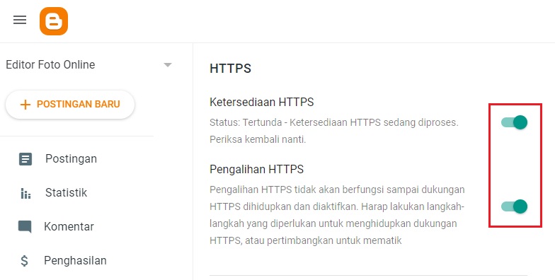 HTTPS Blogger On