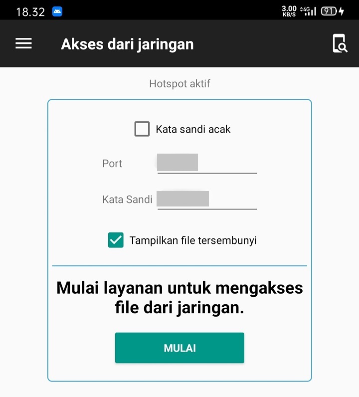 Isi Port dan Password