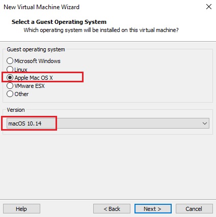 Pemilihan Virtual Machine Mac OS