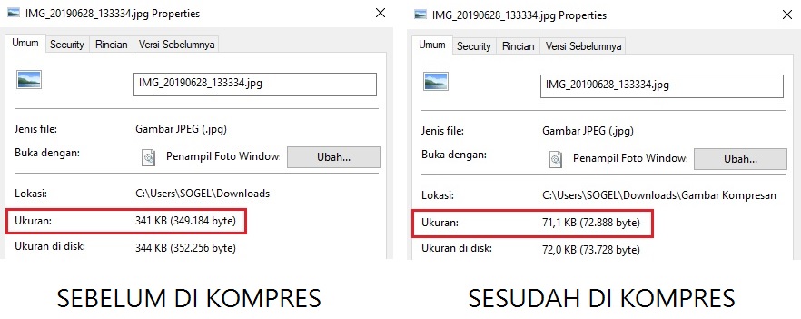 Perbandingan Gambar Sebelum Dan Sesudah Di Kompres