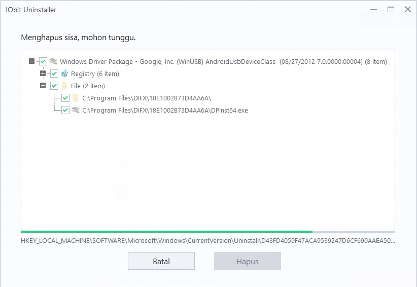 Proses Uninstall WinUSB Driver