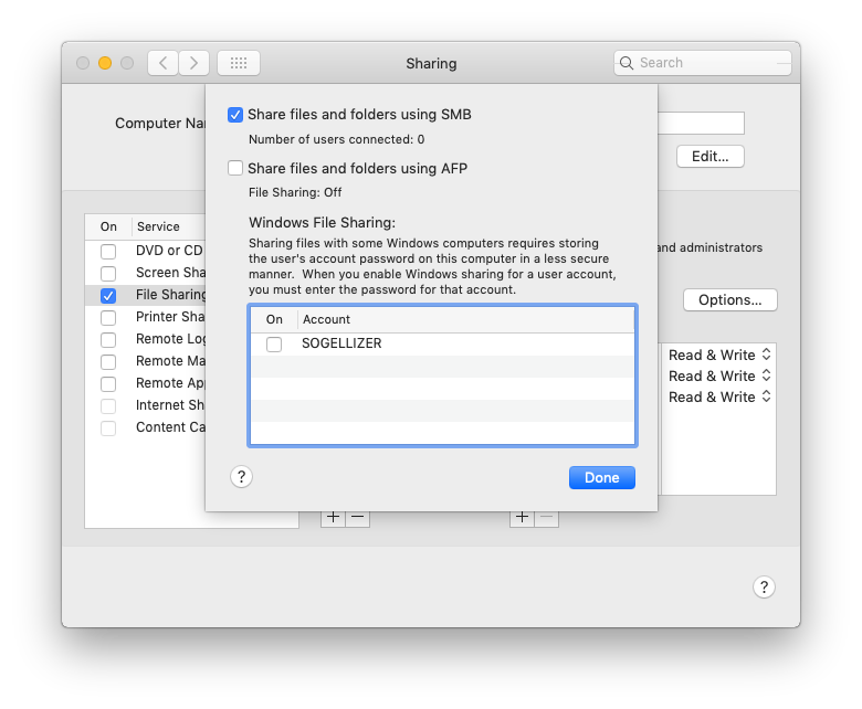 Sharing Folder macOS on SMB