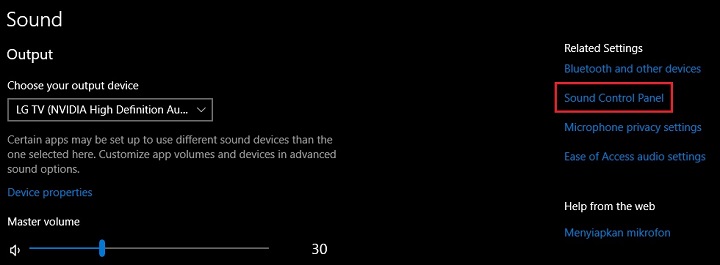 Sound Control Panel