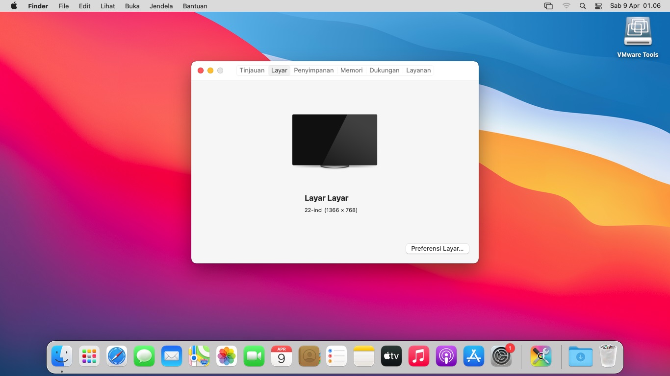 Tampilan Full Screen macOS di VMware