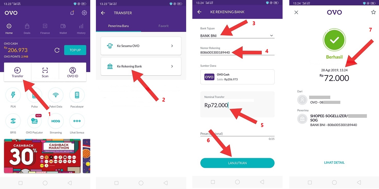 Transfer OVO ke Bank BNI