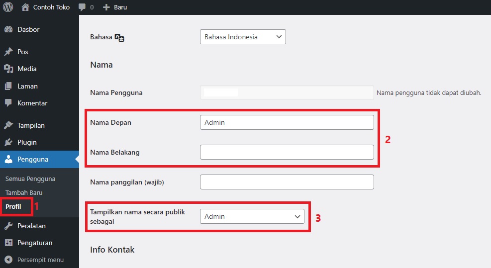 Ubah Profil Admin WordPress