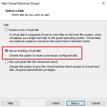 Use an existing virtual disk