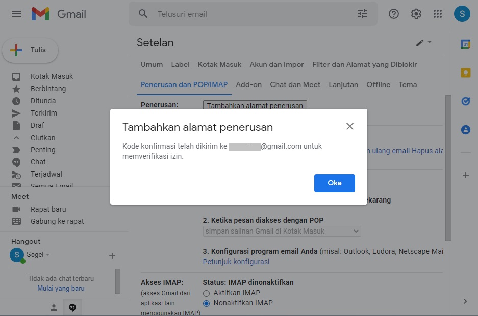 Verifikasi Penerusan Gmail