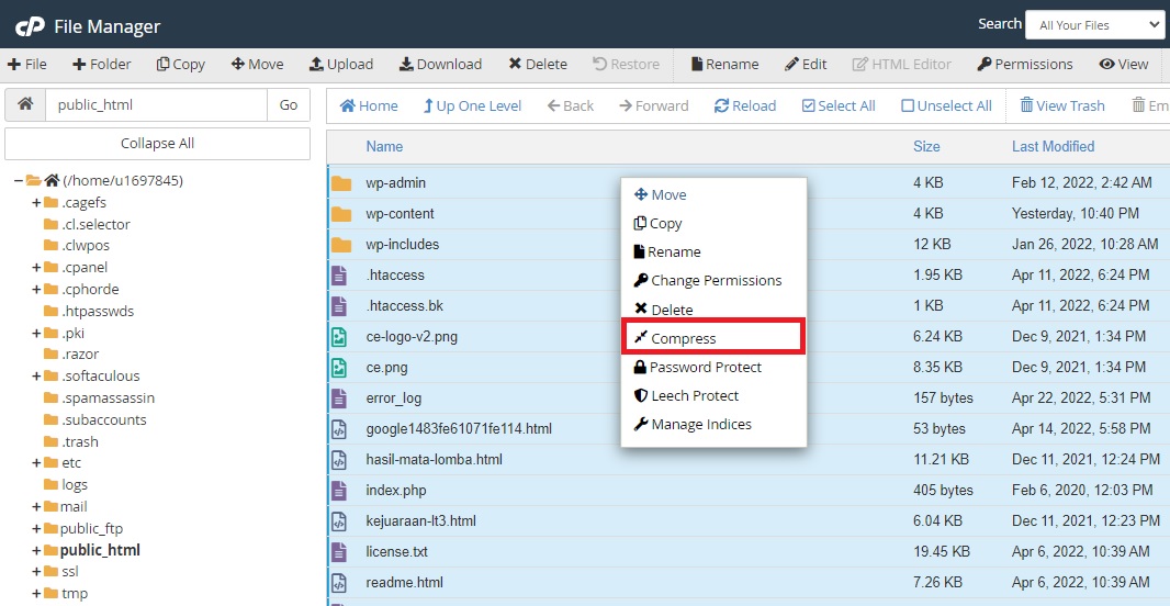 Compress File cPanel