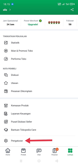 Pengaturan Tokopedia