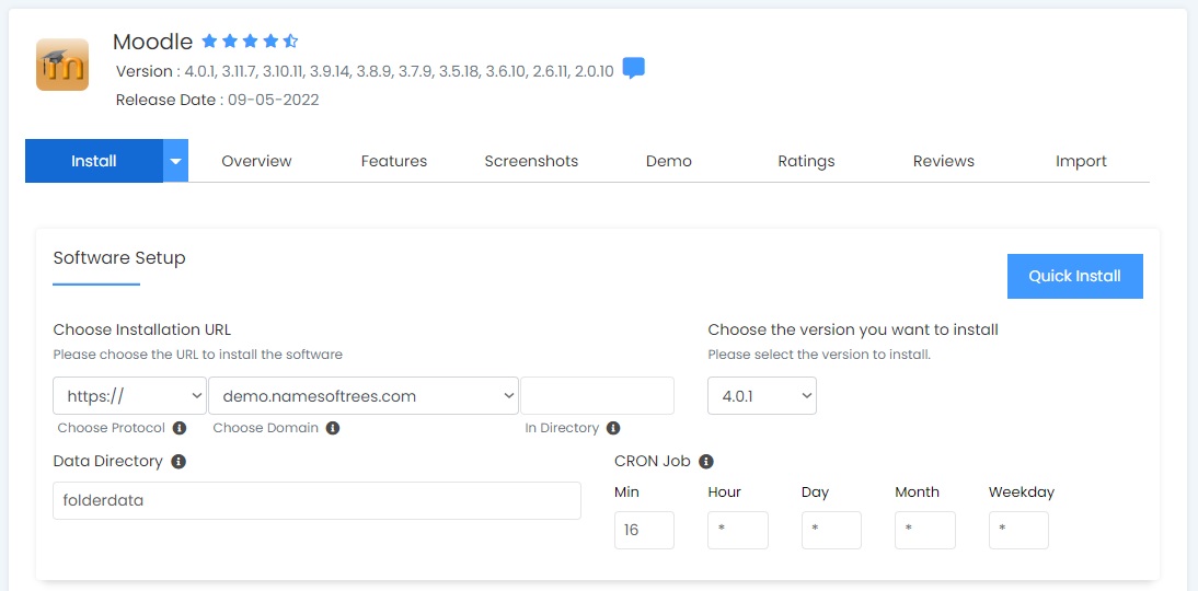 Form Install Moodle