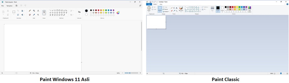 Paint Windows 11 dan Paint Classic