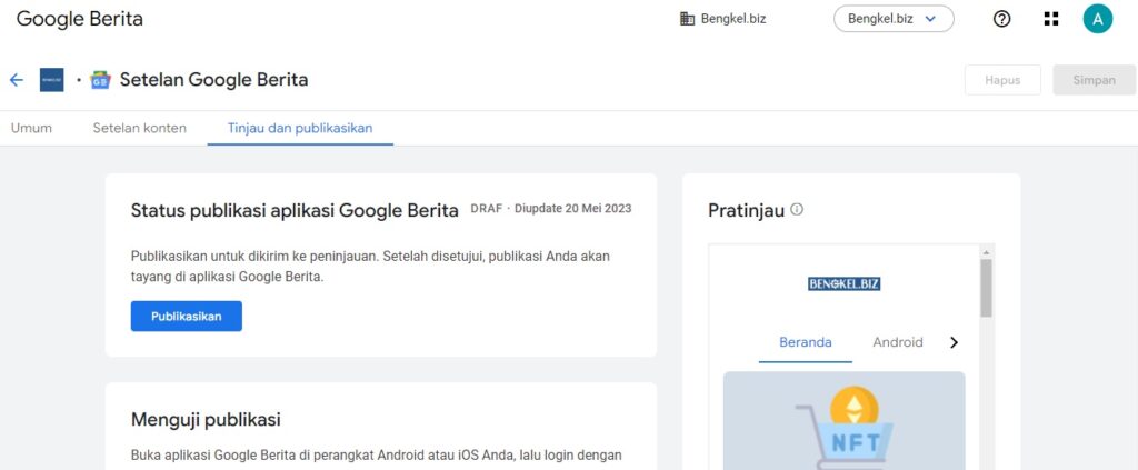 Publikasikan Situs Web