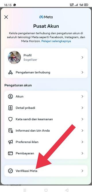 Verifikasi Meta di Aplikasi