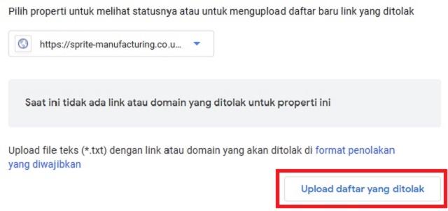 Upload Daftar Toxic Backlink