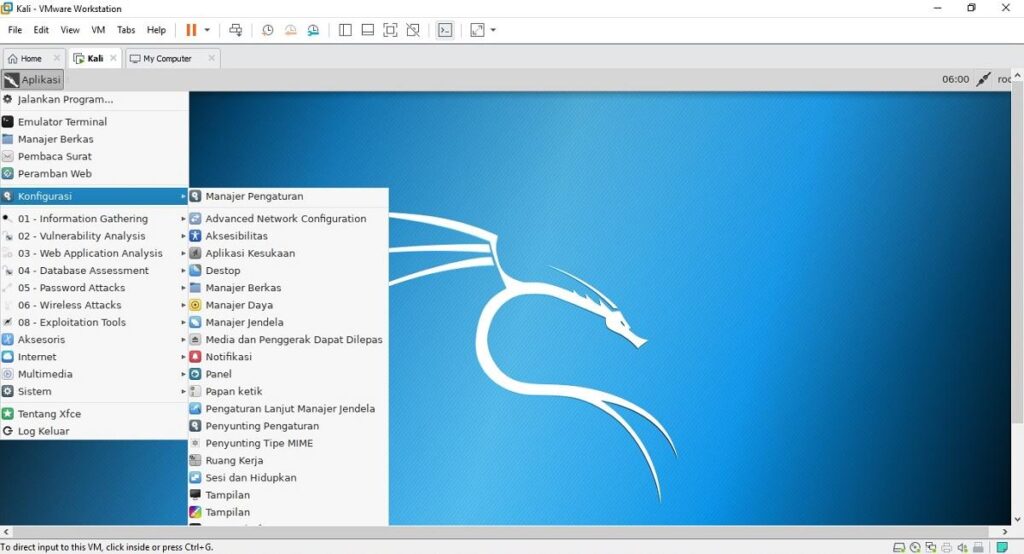 Menggunakan Kali Linux Light di VMware