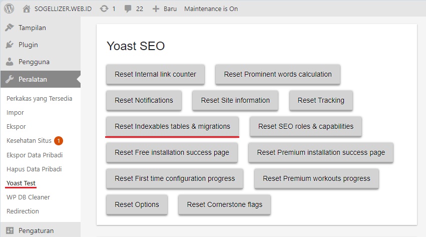 Reset Indexables Tables and Migrations