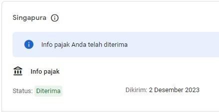 Status Pajak AdSense Diterima