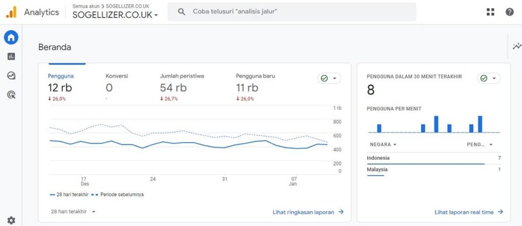 Dasbor Google Analytics