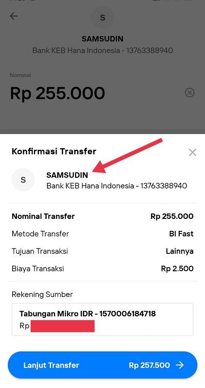 Periksa Nama Penerima